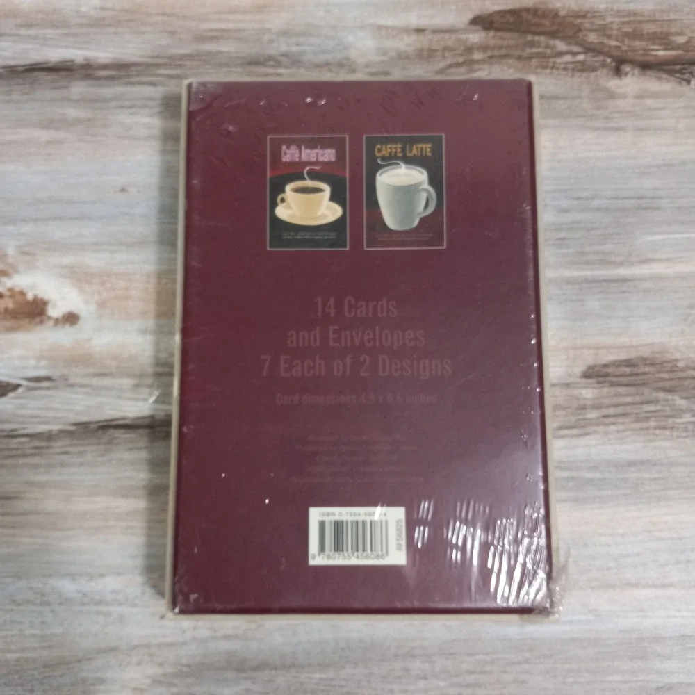 Martin Wiscombe Coffee Stationery Set 14 Cards Envelopes Caffe Americano Latte